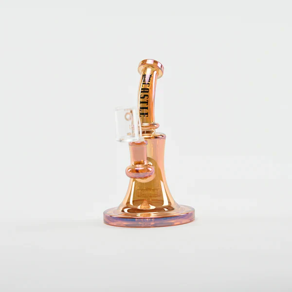 Castle Glassworks bell dab rig rose gold electroplated glass